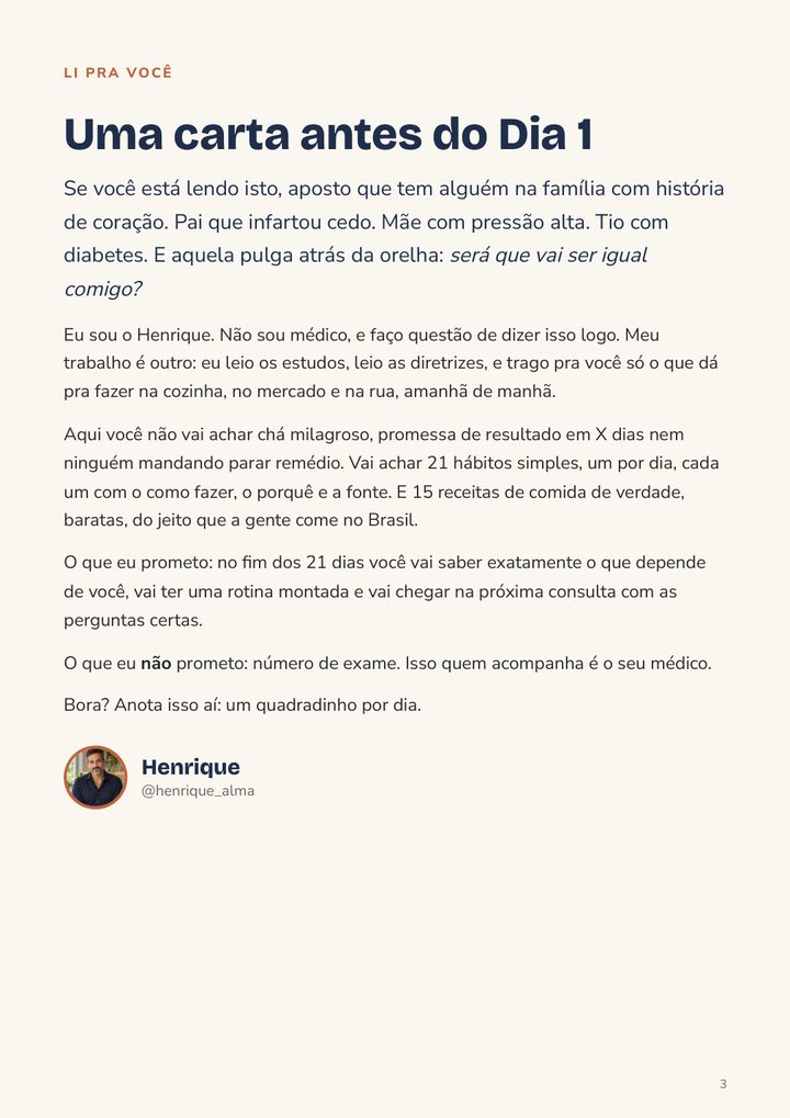 Carta do Henrique na abertura do ebook