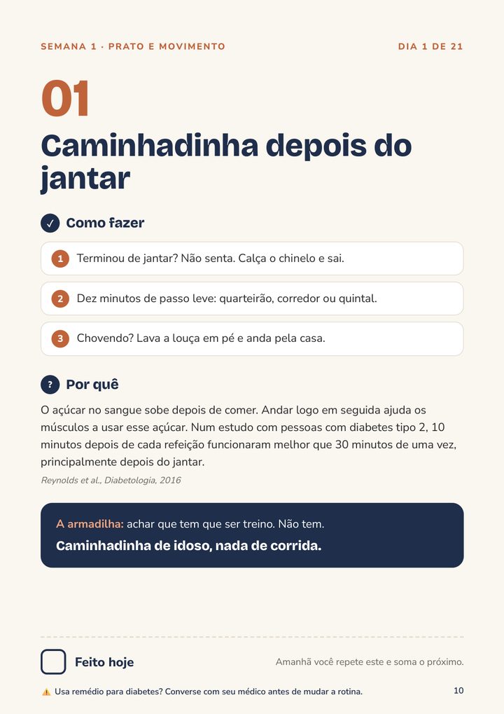Página do dia 1: caminhadinha depois do jantar
